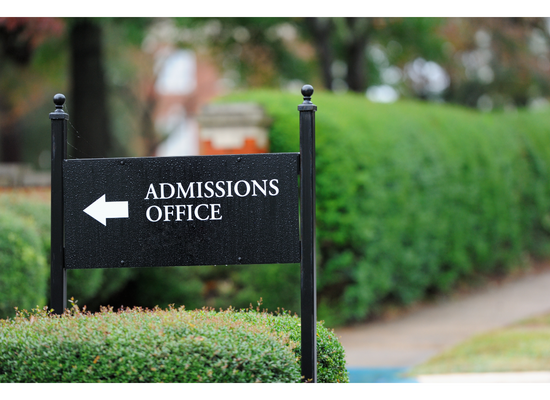 College Admissions Office sign